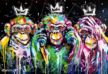 Three colorful monkeys thumb