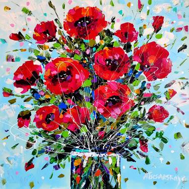 Original Abstract Expressionism Floral Paintings by Aliaksandra Tsesarskaya