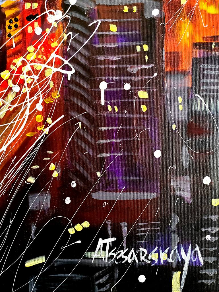 Original Abstract Expressionism Cities Painting by Aliaksandra Tsesarskaya