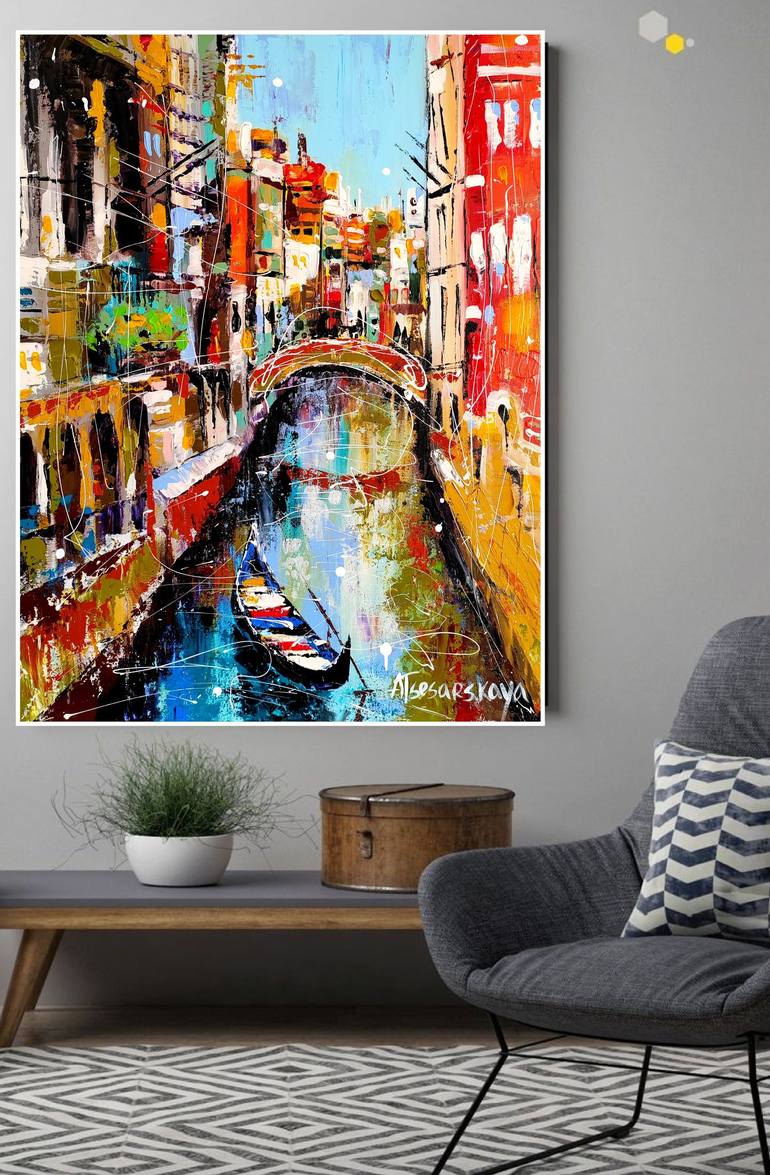 Original Contemporary Cities Painting by Aliaksandra Tsesarskaya