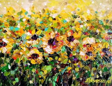 Sunflowers field - textured flowers thumb