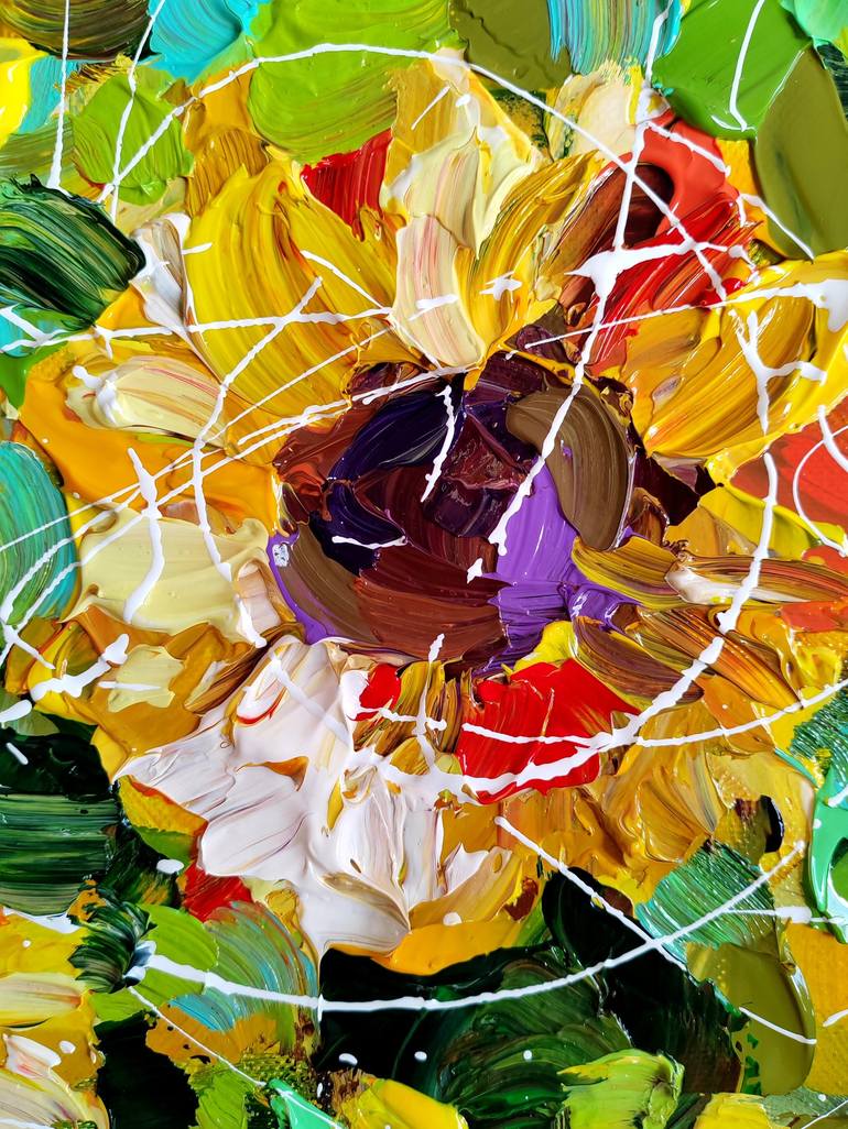 Original Abstract Expressionism Floral Painting by Aliaksandra Tsesarskaya