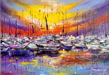 Original Impressionism Boat Paintings by Aliaksandra Tsesarskaya