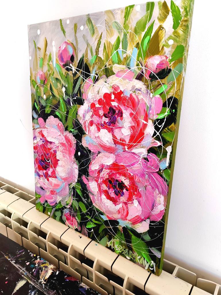 Original Contemporary Floral Painting by Aliaksandra Tsesarskaya