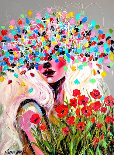 Original Pop Art Women Paintings by Aliaksandra Tsesarskaya