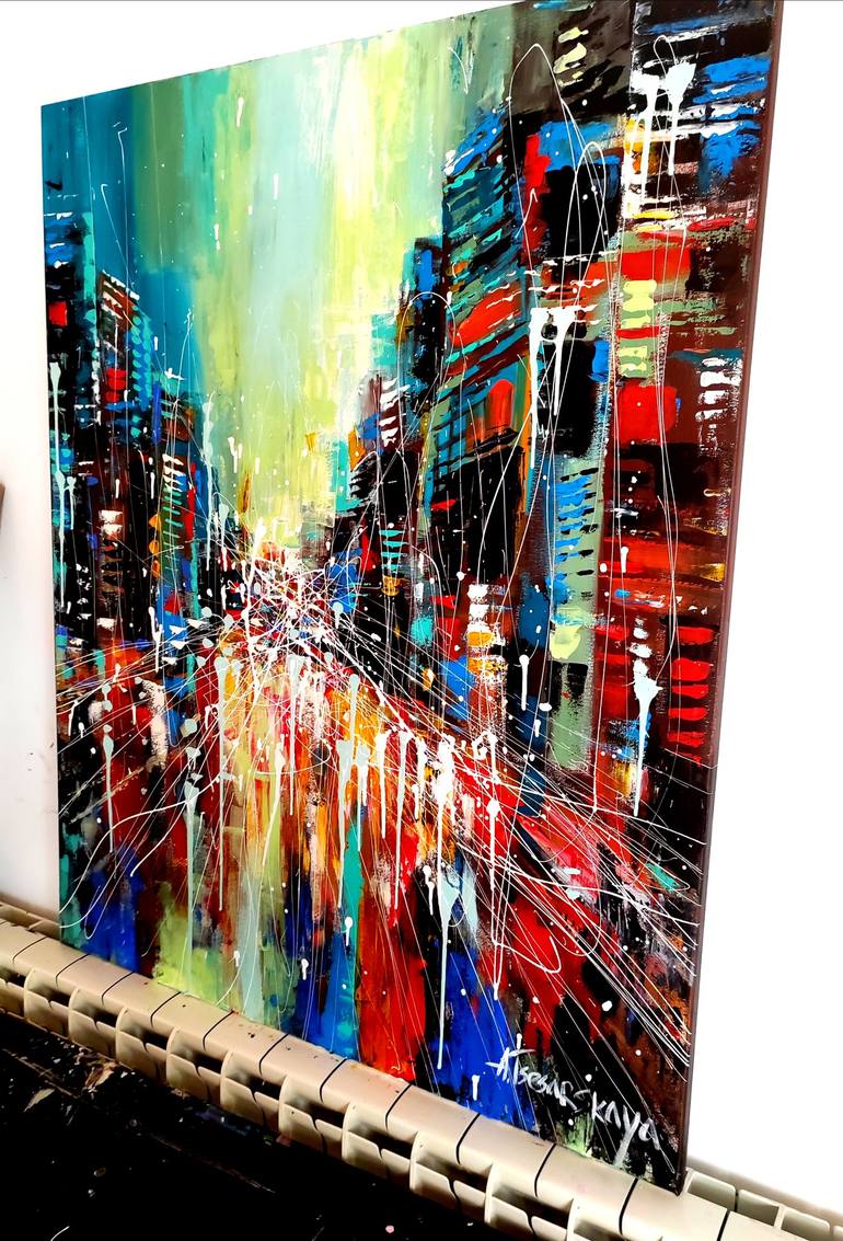 Original Contemporary Cities Painting by Aliaksandra Tsesarskaya