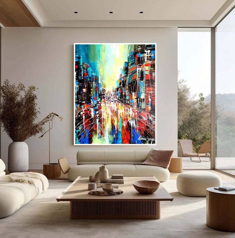 Original Contemporary Cities Painting by Aliaksandra Tsesarskaya