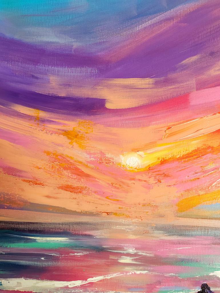 Original Contemporary Beach Painting by Aliaksandra Tsesarskaya