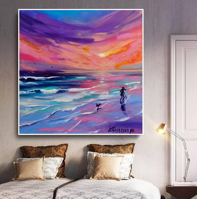 Original Contemporary Beach Painting by Aliaksandra Tsesarskaya