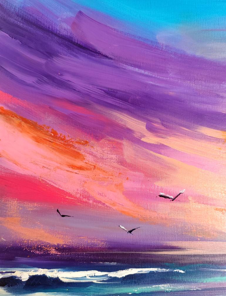Original Contemporary Beach Painting by Aliaksandra Tsesarskaya
