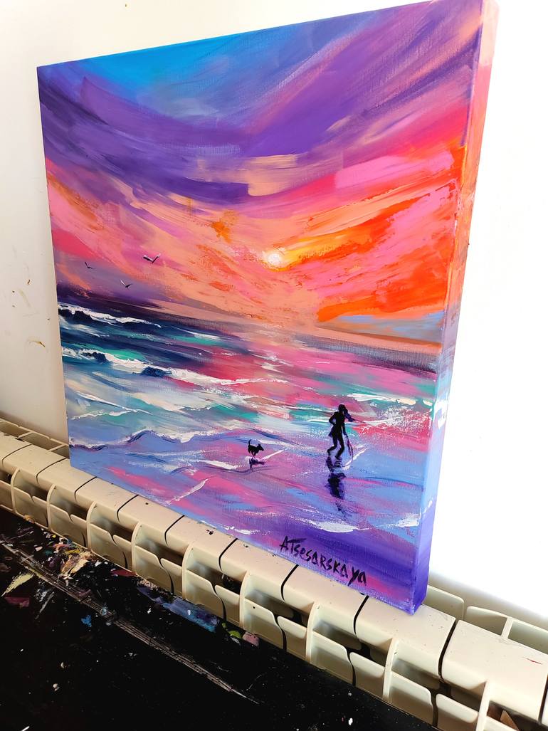 Original Contemporary Beach Painting by Aliaksandra Tsesarskaya
