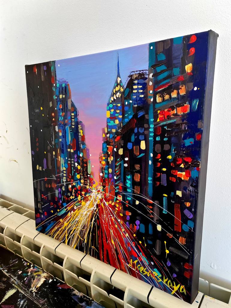 Original Contemporary Cities Painting by Aliaksandra Tsesarskaya