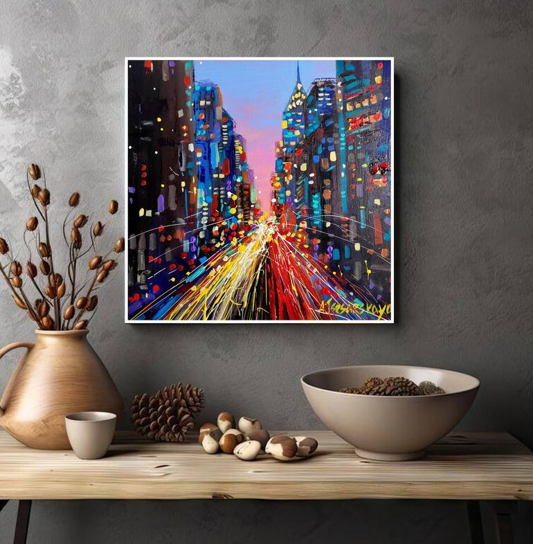 Original Contemporary Cities Painting by Aliaksandra Tsesarskaya