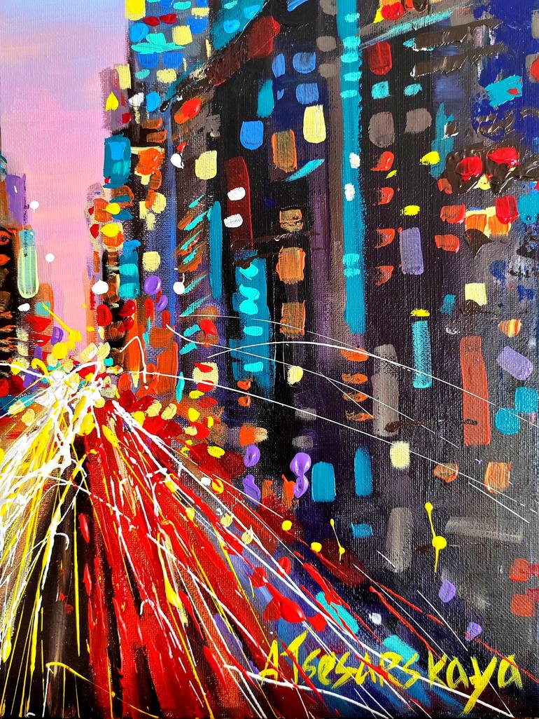 Original Contemporary Cities Painting by Aliaksandra Tsesarskaya