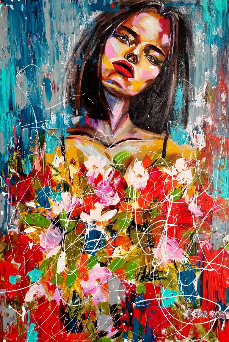 Print of Contemporary Women Paintings by Aliaksandra Tsesarskaya