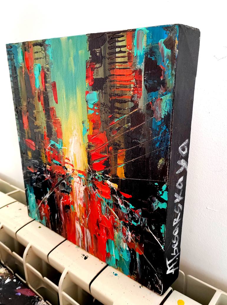 Original Abstract Expressionism Cities Painting by Aliaksandra Tsesarskaya
