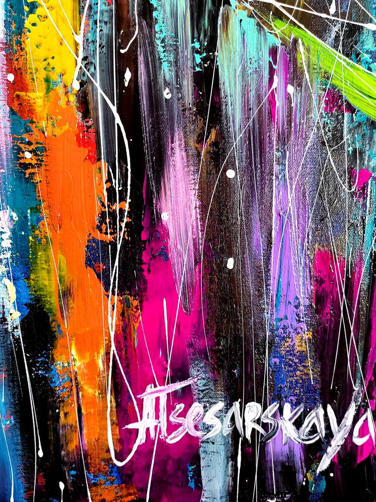 Original Abstract Expressionism Cities Painting by Aliaksandra Tsesarskaya