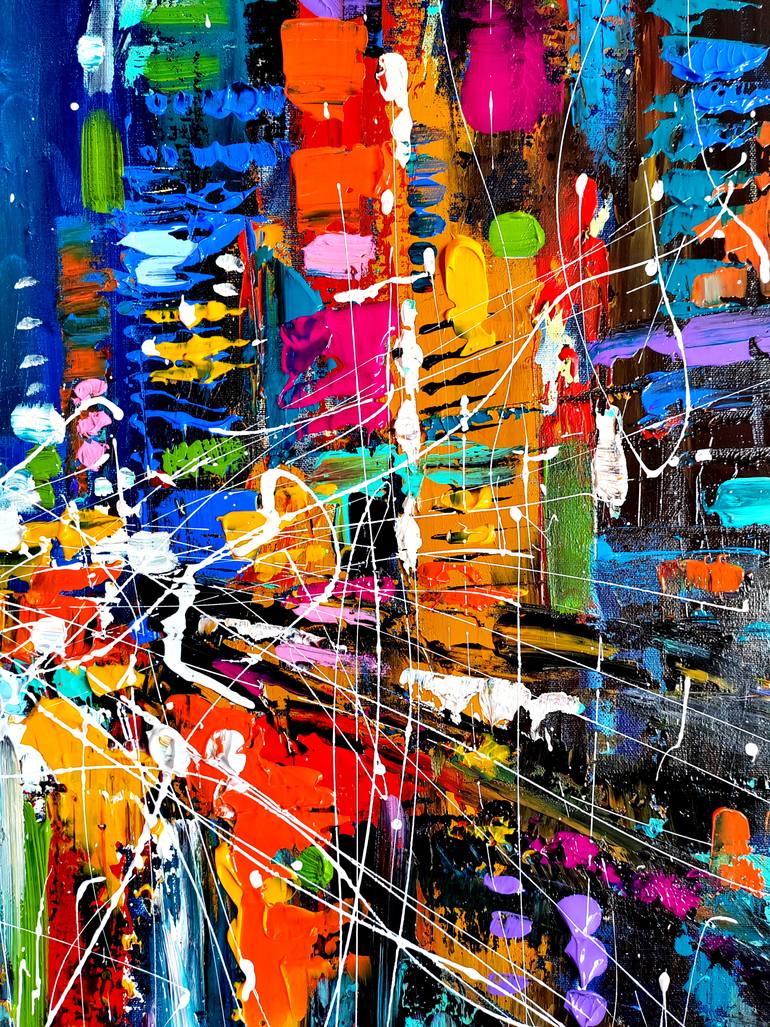 Original Abstract Expressionism Cities Painting by Aliaksandra Tsesarskaya