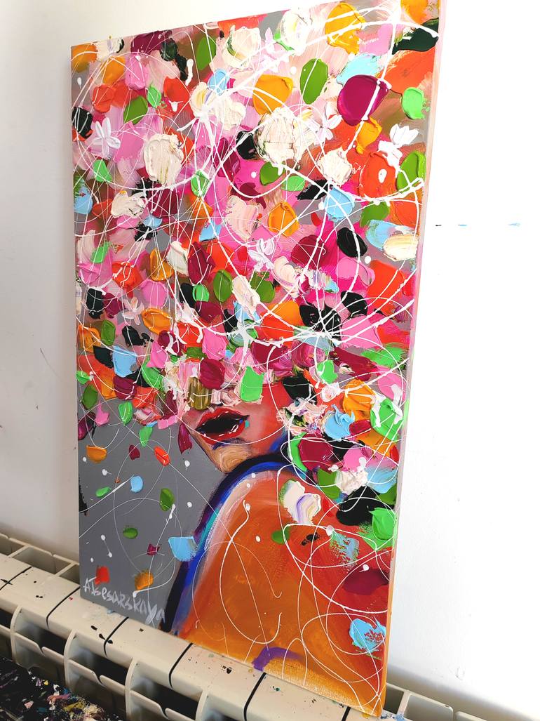 Original Abstract Expressionism Women Painting by Aliaksandra Tsesarskaya