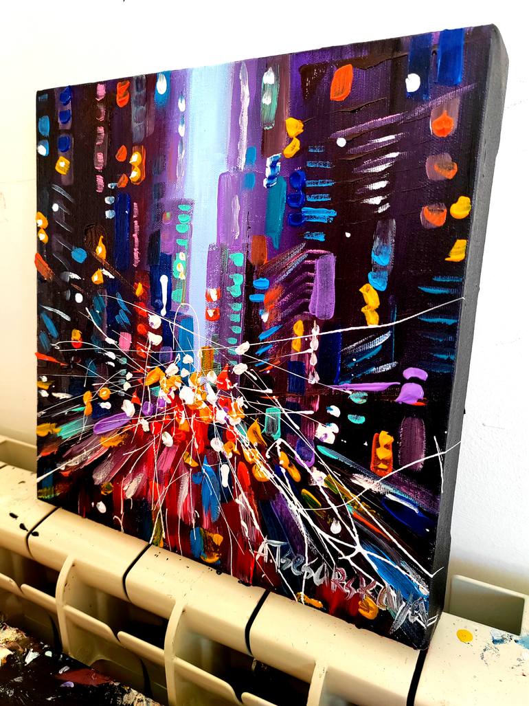 Original Abstract Expressionism Cities Painting by Aliaksandra Tsesarskaya