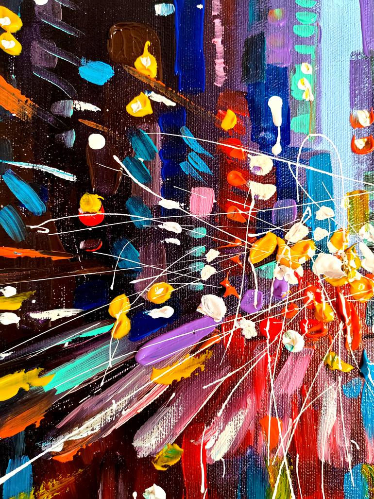 Original Abstract Expressionism Cities Painting by Aliaksandra Tsesarskaya