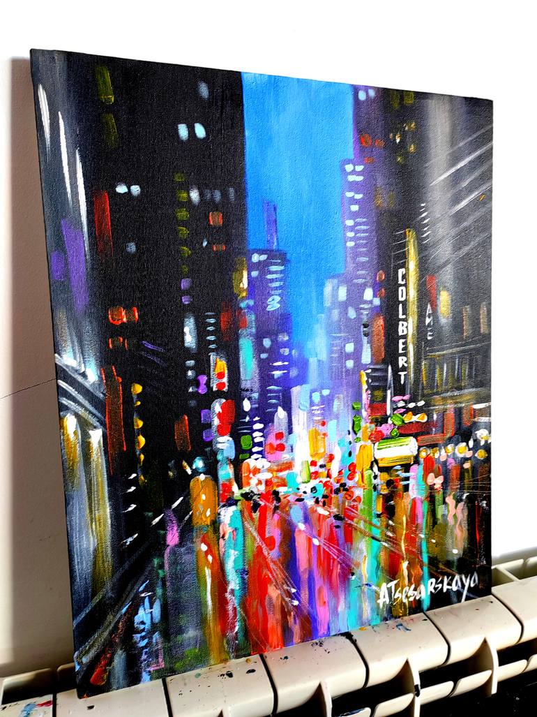Original Abstract Expressionism Cities Painting by Aliaksandra Tsesarskaya