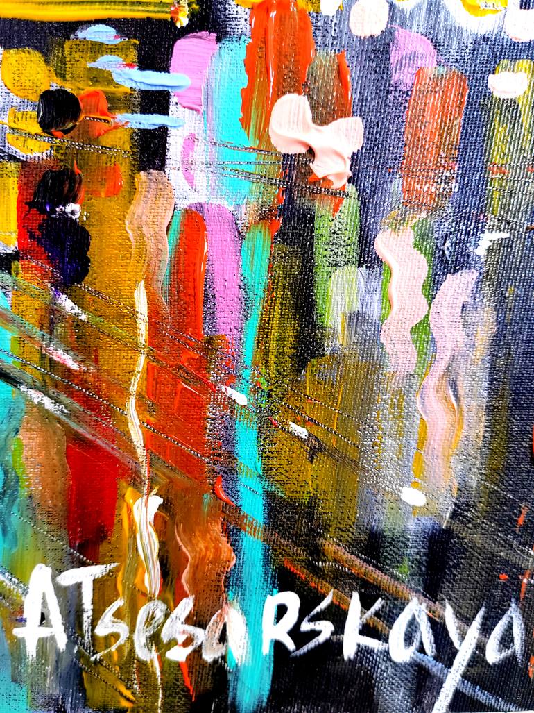 Original Abstract Expressionism Cities Painting by Aliaksandra Tsesarskaya