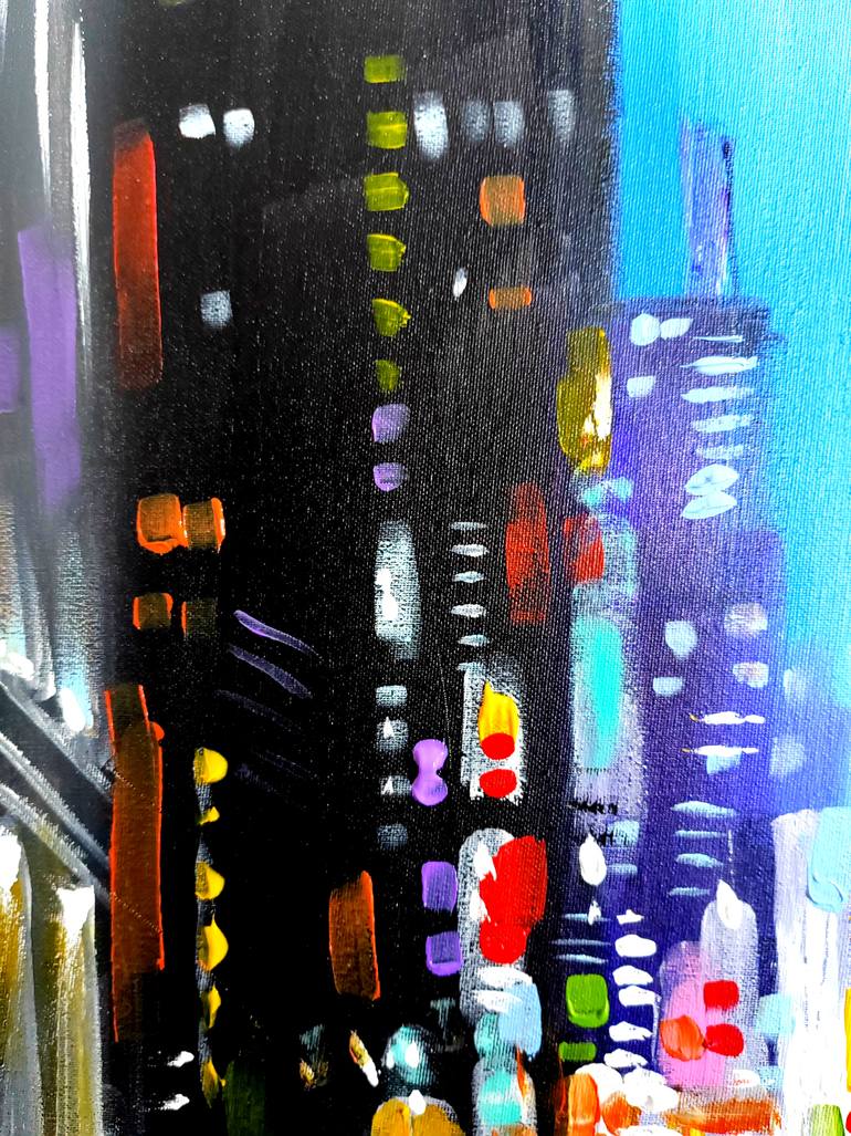 Original Abstract Expressionism Cities Painting by Aliaksandra Tsesarskaya