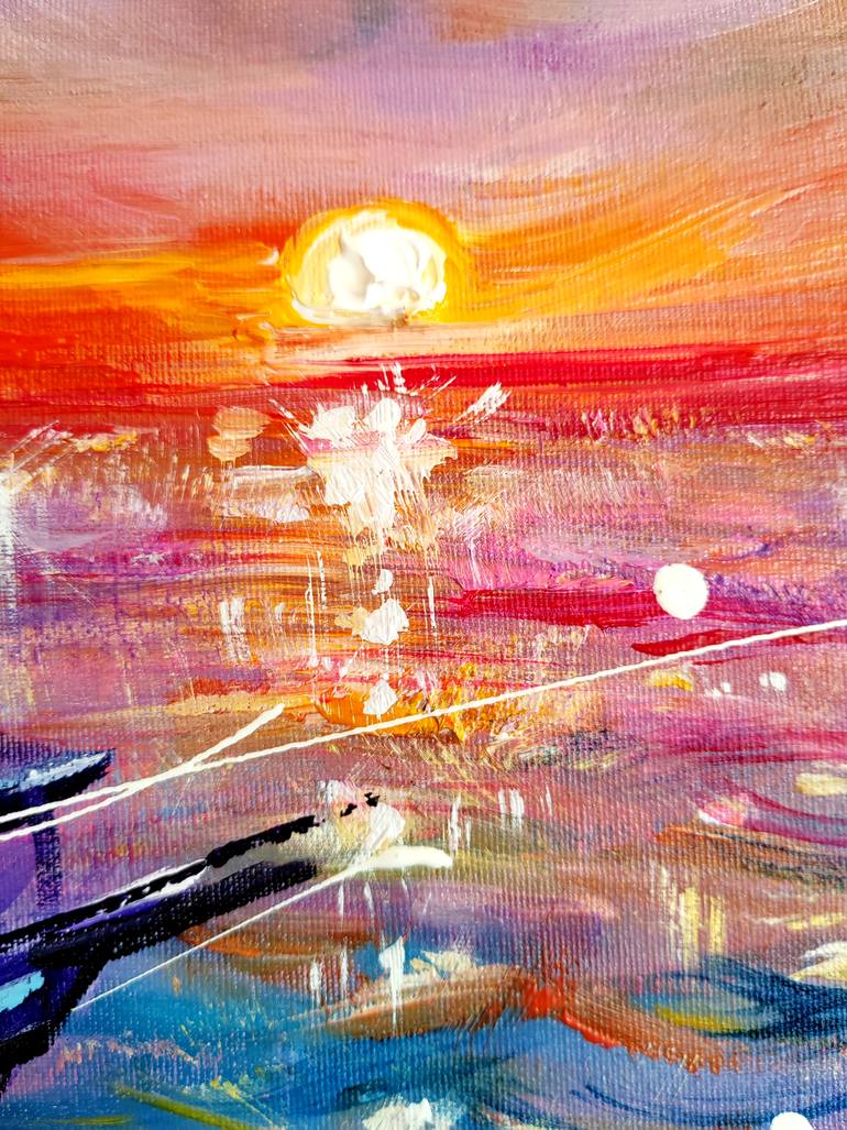 Original Contemporary Boat Painting by Aliaksandra Tsesarskaya