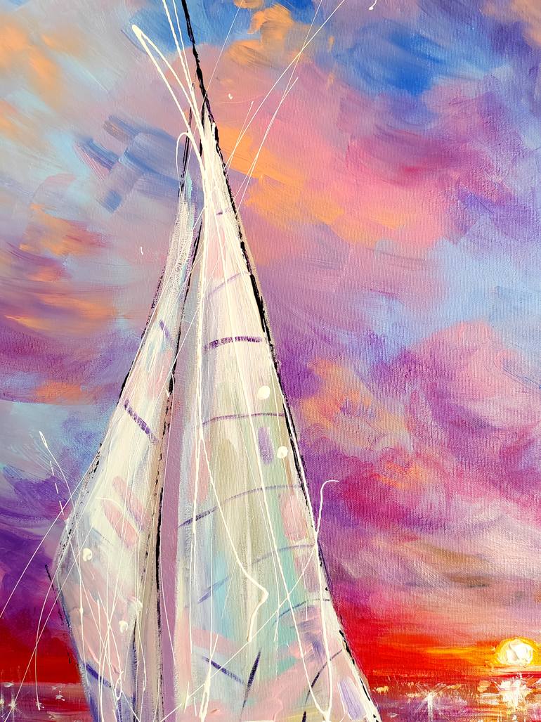 Original Contemporary Boat Painting by Aliaksandra Tsesarskaya