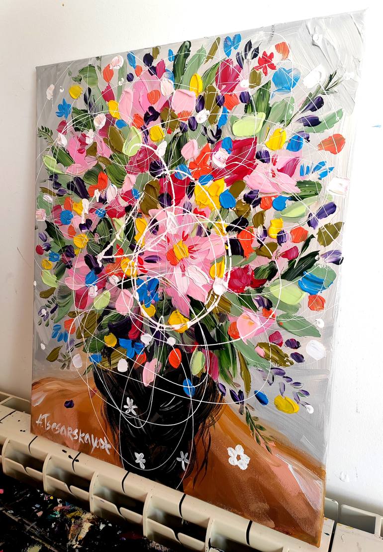 Original Contemporary Botanic Painting by Aliaksandra Tsesarskaya