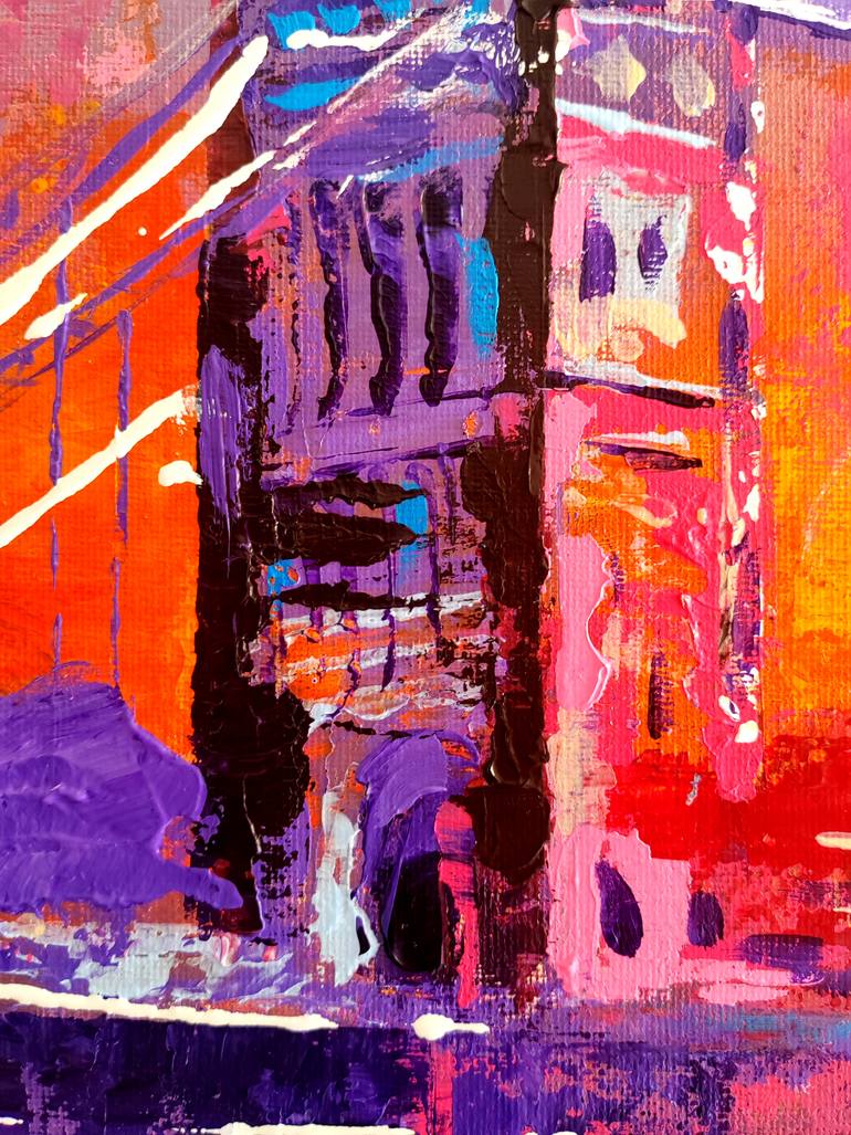 Original Abstract Expressionism Cities Painting by Aliaksandra Tsesarskaya