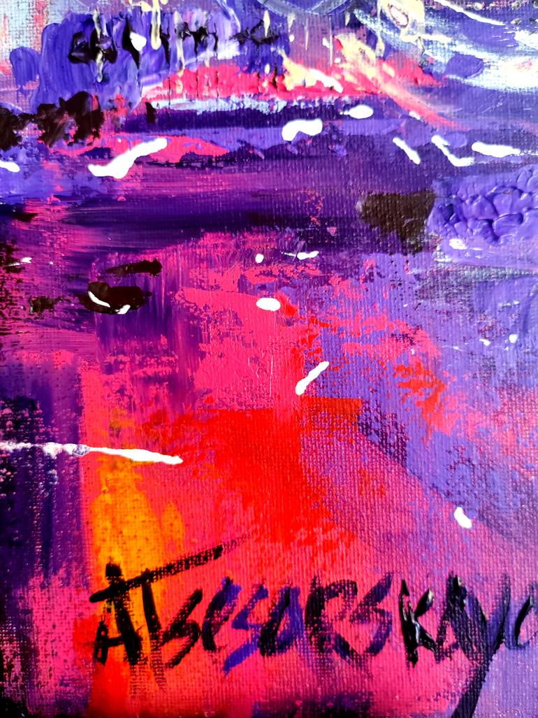 Original Abstract Expressionism Cities Painting by Aliaksandra Tsesarskaya