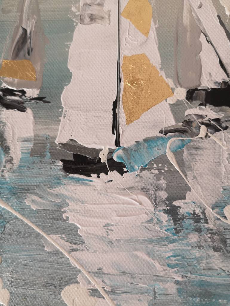 Original Abstract Boat Painting by Aliaksandra Tsesarskaya