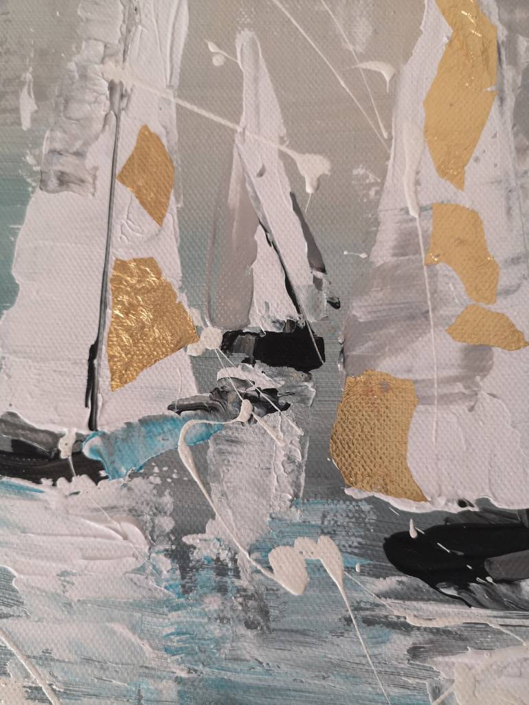 Original Abstract Boat Painting by Aliaksandra Tsesarskaya