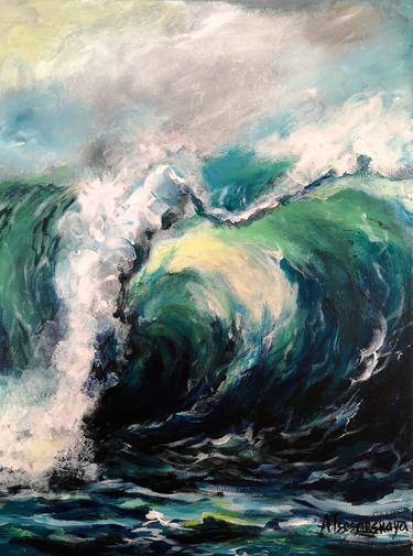 Wave - original acrylic painting, small painting as a gift, gift, painting as a gift, home decor thumb