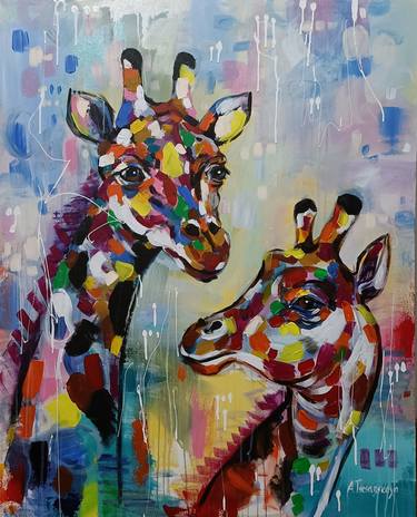Giraffe- original acrylic painting on canvas thumb