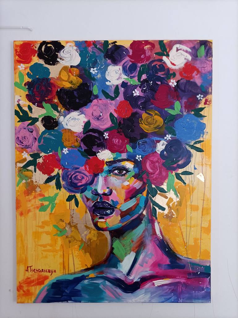 Original Abstract Women Painting by Aliaksandra Tsesarskaya