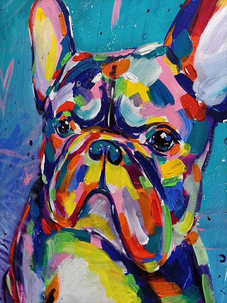 Original Abstract Dogs Painting by Aliaksandra Tsesarskaya