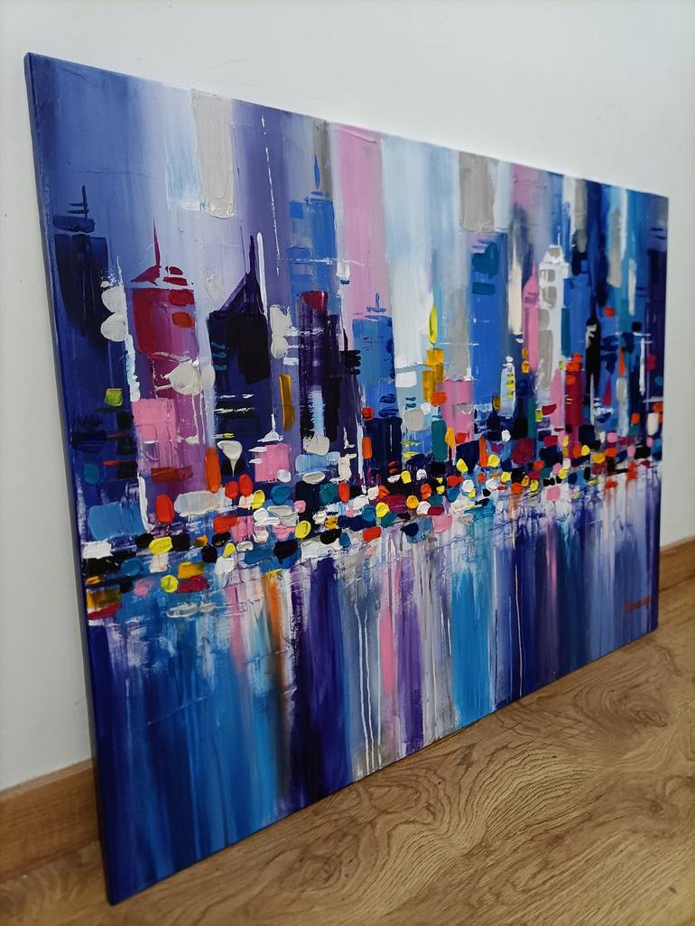 New York street - colorful new York city Painting by