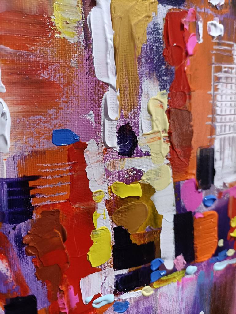 Original Abstract Cities Painting by Aliaksandra Tsesarskaya