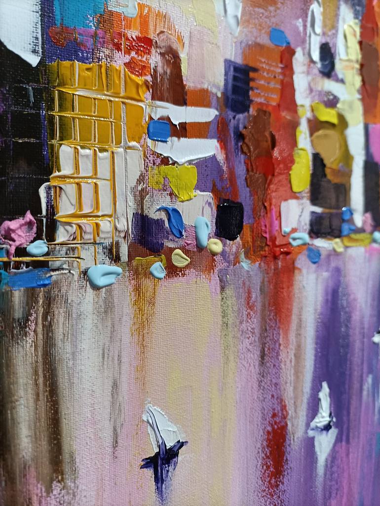 Original Abstract Cities Painting by Aliaksandra Tsesarskaya