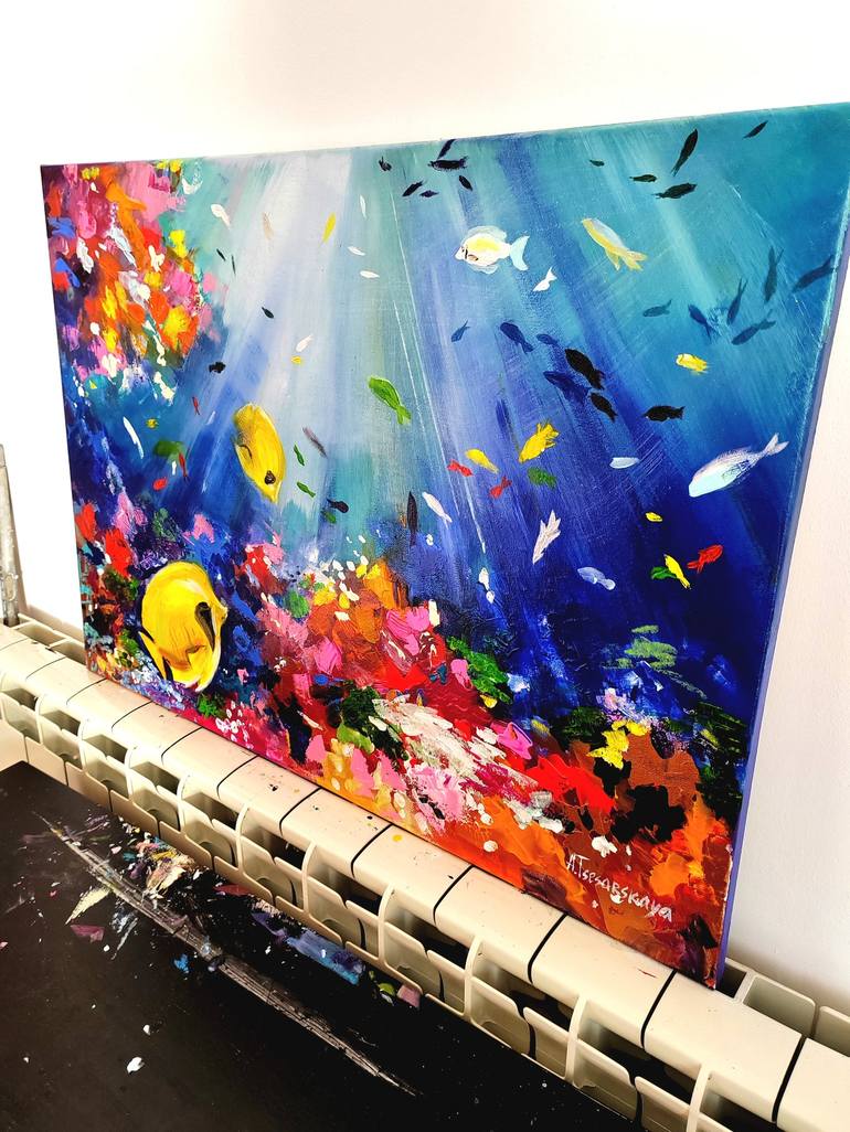 Original Fine Art Fish Painting by Aliaksandra Tsesarskaya