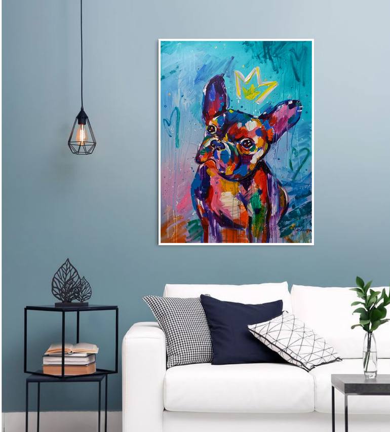 Original Figurative Dogs Painting by Aliaksandra Tsesarskaya