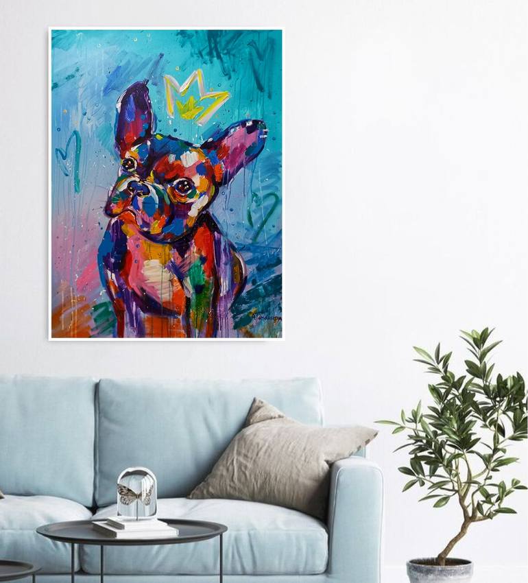 Original Figurative Dogs Painting by Aliaksandra Tsesarskaya