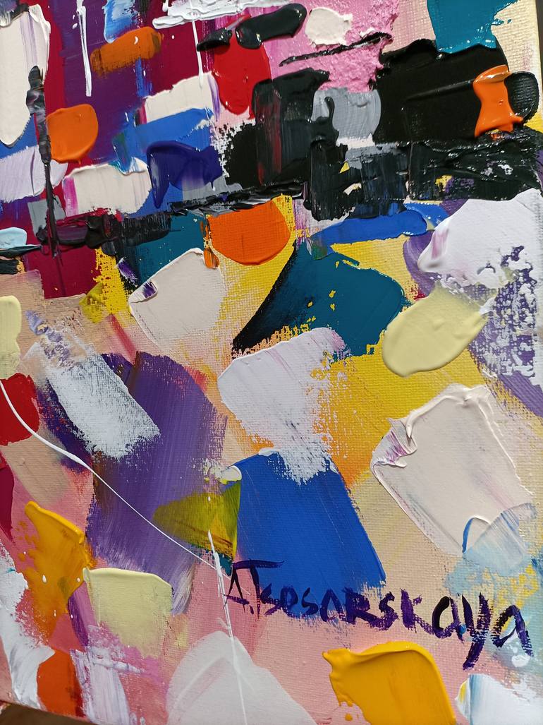 Original Abstract Cities Painting by Aliaksandra Tsesarskaya