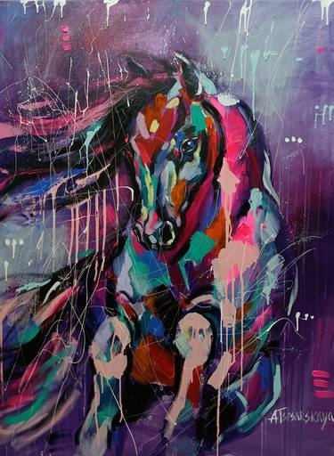 Print of Horse Paintings by Aliaksandra Tsesarskaya