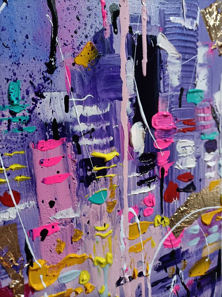 Original Abstract Cities Painting by Aliaksandra Tsesarskaya