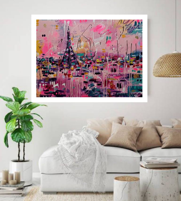 Original Abstract Expressionism Cities Painting by Aliaksandra Tsesarskaya