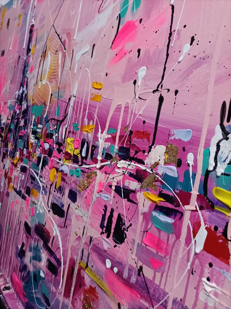 Original Abstract Expressionism Cities Painting by Aliaksandra Tsesarskaya